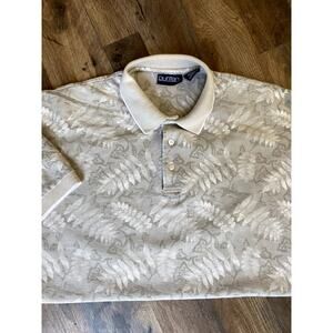 Vintage Earthtone Tropical Patterned Polo Shirt Mens 2X